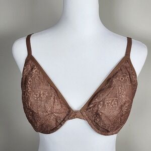 Victoria Secret Lace Bra Size 38D Copper Multiway Unlined Plunge Underwired